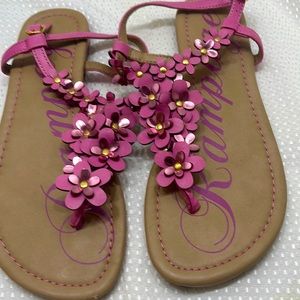 Rampage Pink Flower Flat Sandals Size 8  Medium